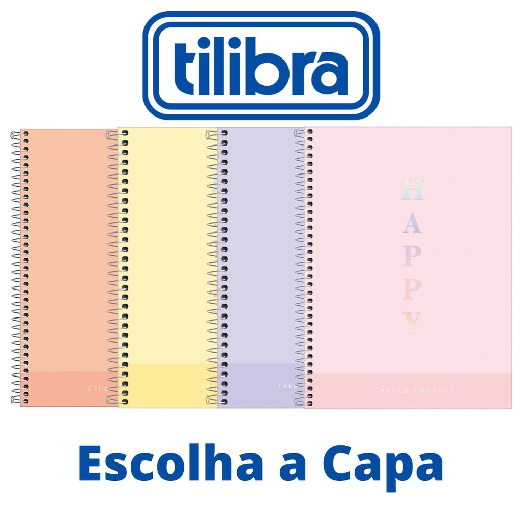 Caderno Happy Tilibra Espiral Capa Dura 20 Matérias 320 Folhas