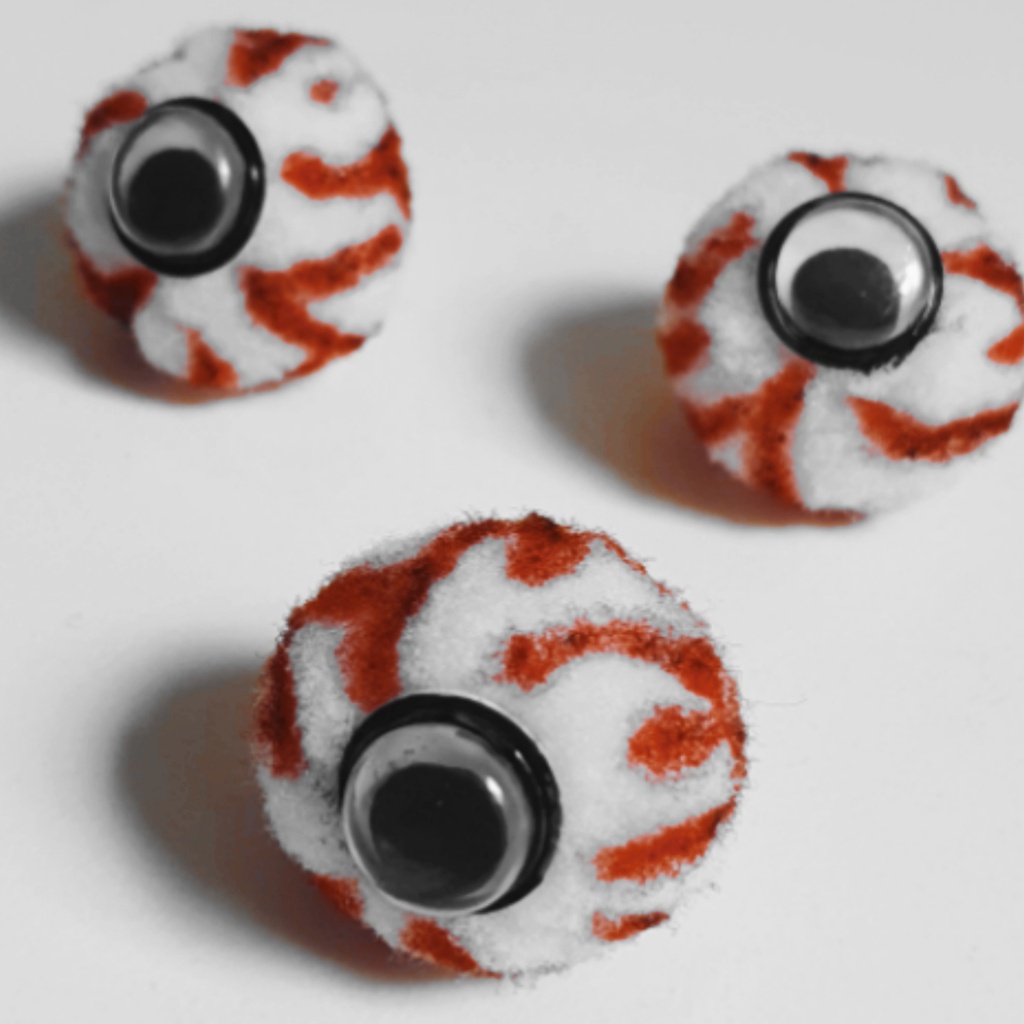 Kit  4 ou 10 Laço pompom pet halloween de olho/ pompom com elástico de borracha