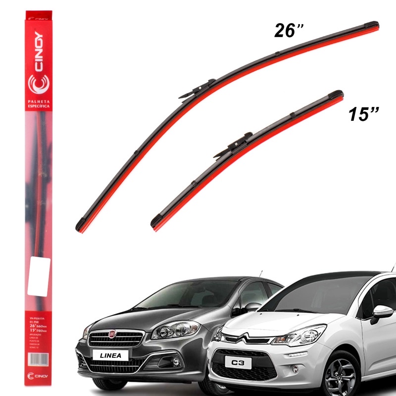 Palheta Slim Dianteira 26/15 Fiat Linea/ Punto/ Omega 08/16 Sonic 12/14 Especifica Fixacao Tl2 (par) Cinoy Ynps2615a