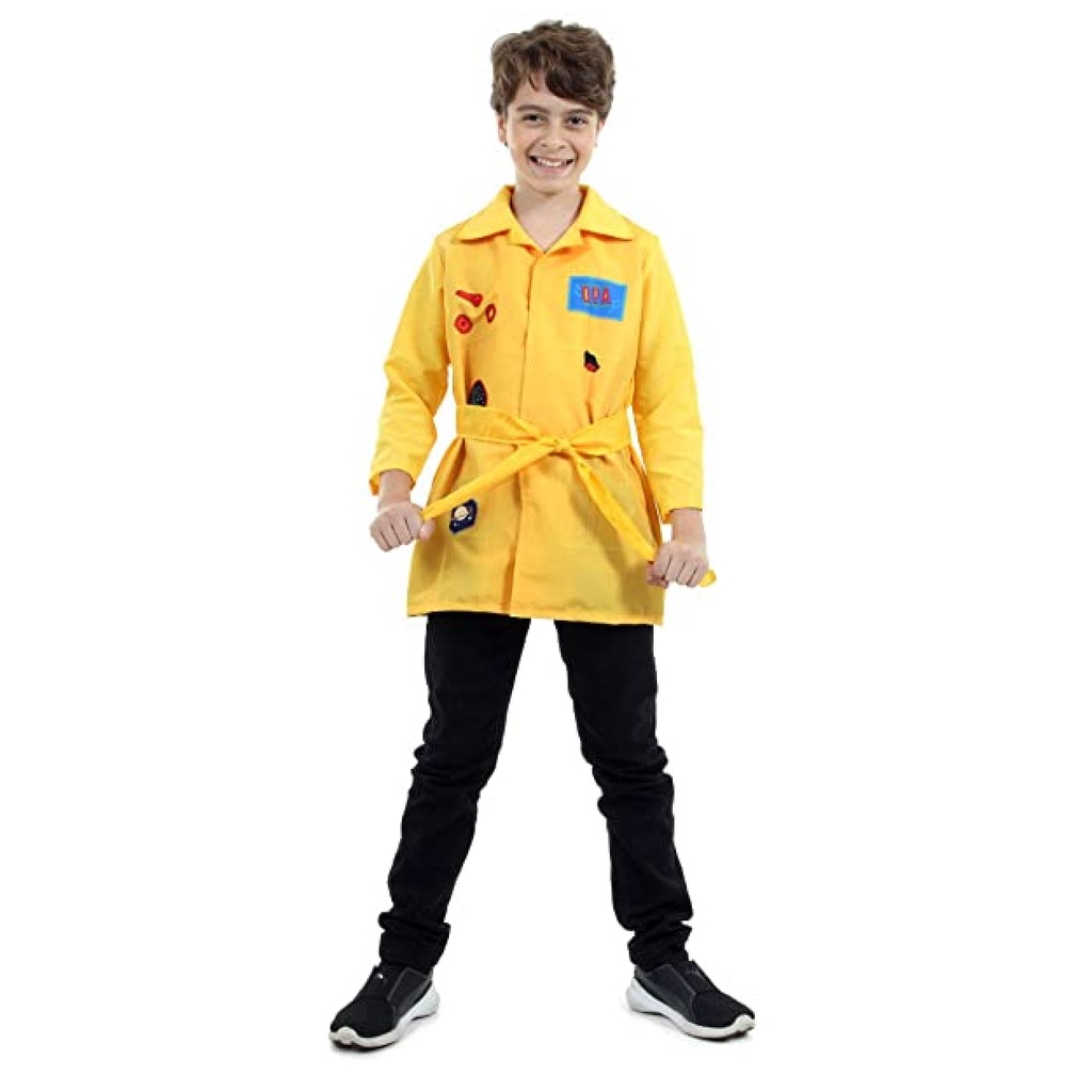 Fantasia DPA Amarelo Bento Roupa Detetives do Prédio Azul Capa Jaleco Casaco Gloob Original