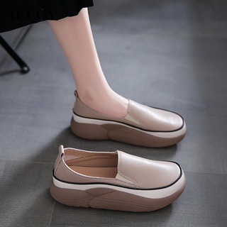 Mocassim IELGY Sapatos Retrô Feminino Dedo Do Pé Redondo