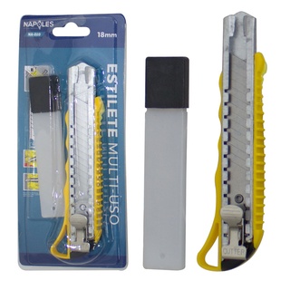 Estilete De Metal Multiuso 18mm Com Trava + 3 Laminas Extras