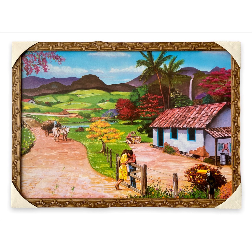 Quadro Decorativo Casal Na Porteira Roça Paisagem 50x70cm em Oferta na Shopee