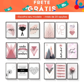 Kit de Quadros Decorativos 3 Peças Especiais Variados Amor Fé Gratidão Religiosos Minimalista Deus