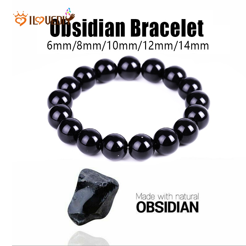 Mulheres Homens Preto Contas De Obsidiana Pulseira/Alívio Do Estresse Cura Chakra Yoga Unisex Jóias Acessórios em Oferta na Shopee