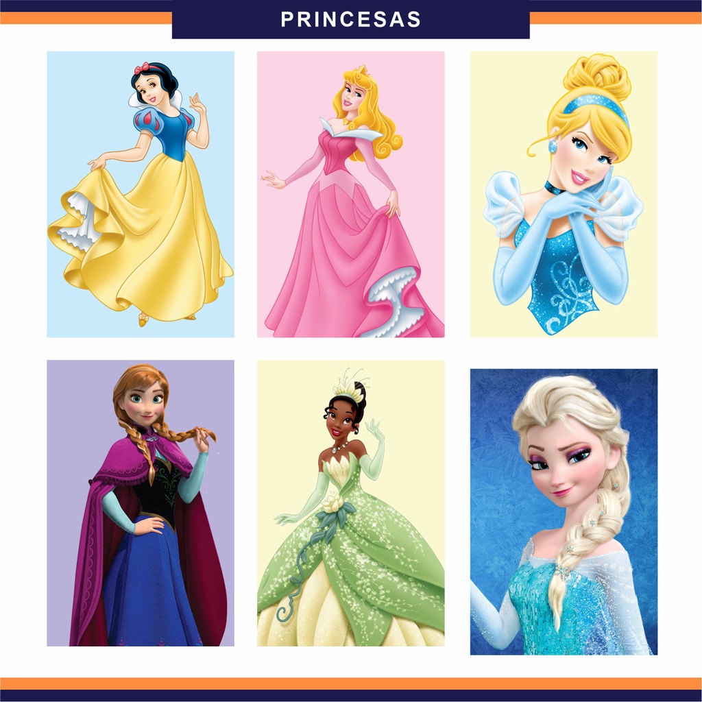 Placa Decorativa Princesas da Disney Mini Quadrinho Quarto Infantil Menina Branca de Neve Rapunzel