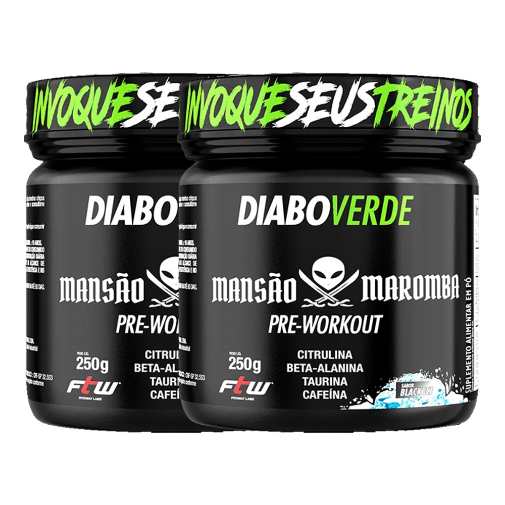 Kit 2 Pré Treino Diabo Verde Mansão Maromba 250g Pré Workout - Ftw