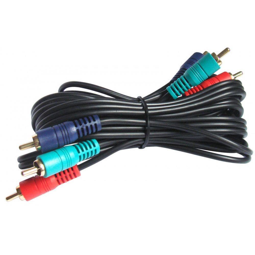 Cabo Video Componente AZUL VERDE VERMELHO Profissional Blindado 1.8 metros = 3 RCA MACHO X 3 RCA MACHO = RGB Y PB PR Emb