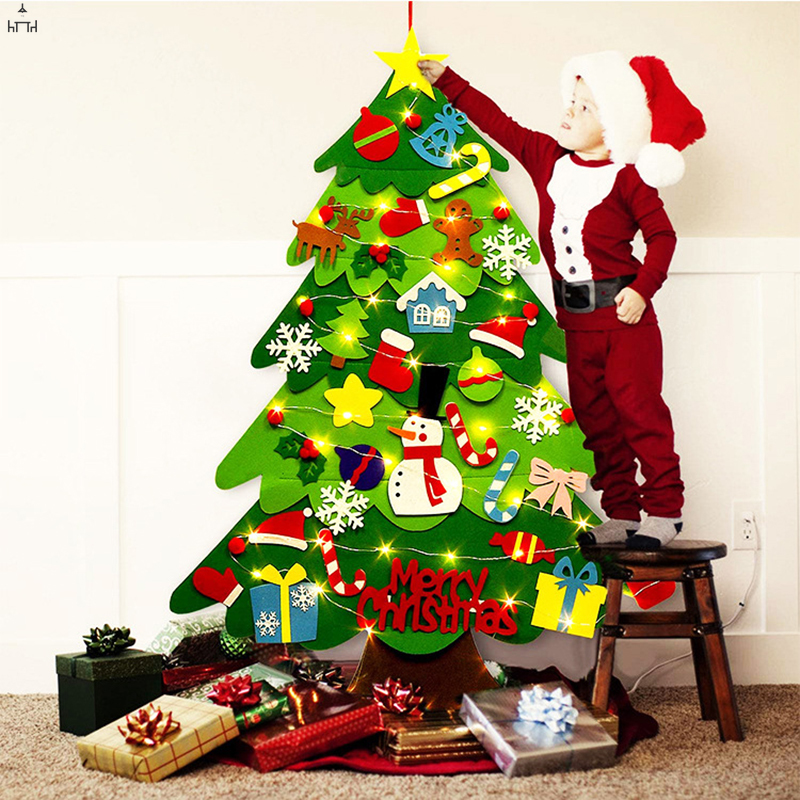YR 】 Kids Árvore De Natal De Feltro Com Ornamentos Decoração | Shopee Brasil