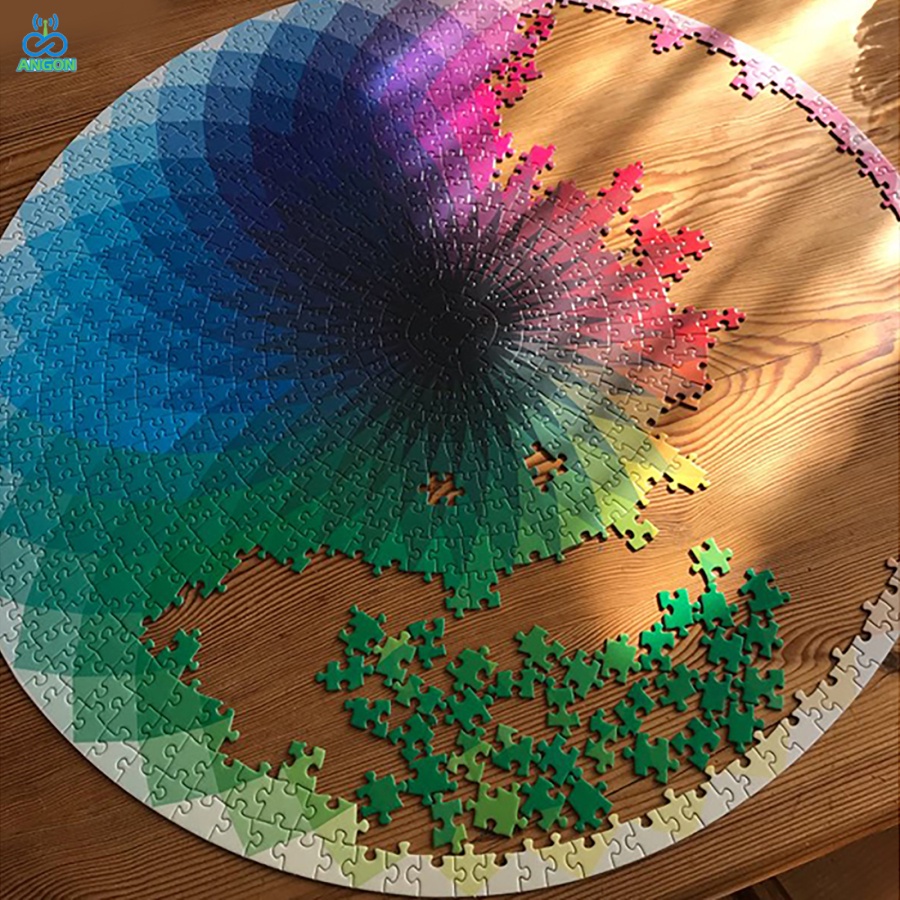 ANGON Puzzle Quebra Cabeça Redondo 1000 Peças 3D Para Adultos Brinquedo Educativo Crianças