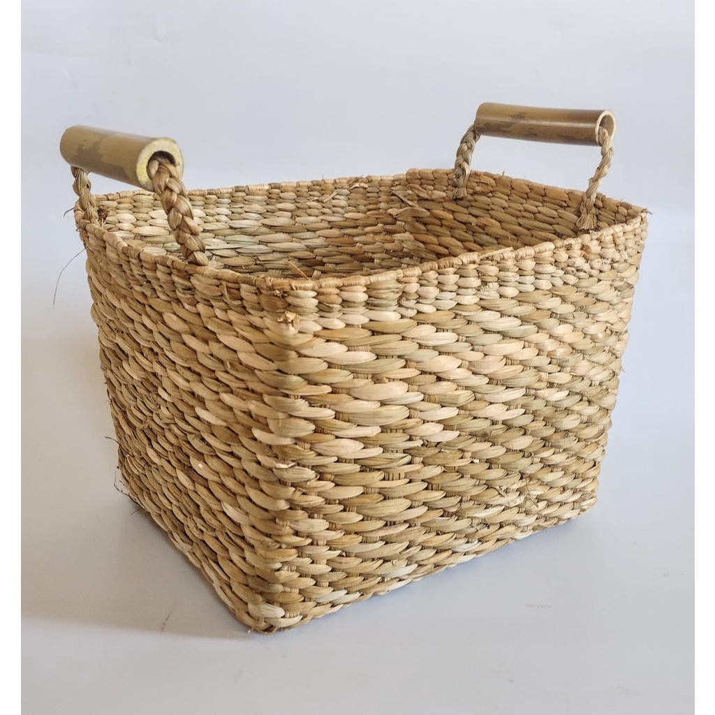Kit com 3 Cestas de Palha com alça de bambu preço de atacado | Shopee ...