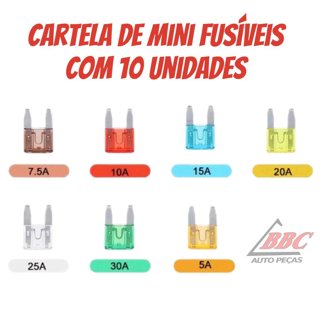 Fusível Mini Automotivo Lâmina 5 à 30 Amperes cartela com 10 unidades em Oferta na Shopee