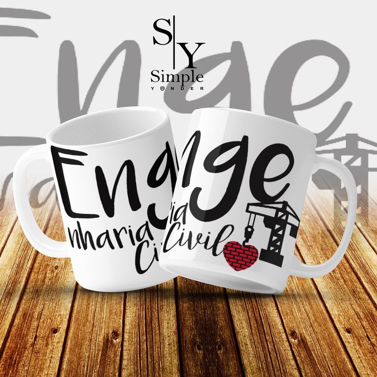 Caneca Personalizada - Profissões Engenharia Civil - Porcelana 325 ml.