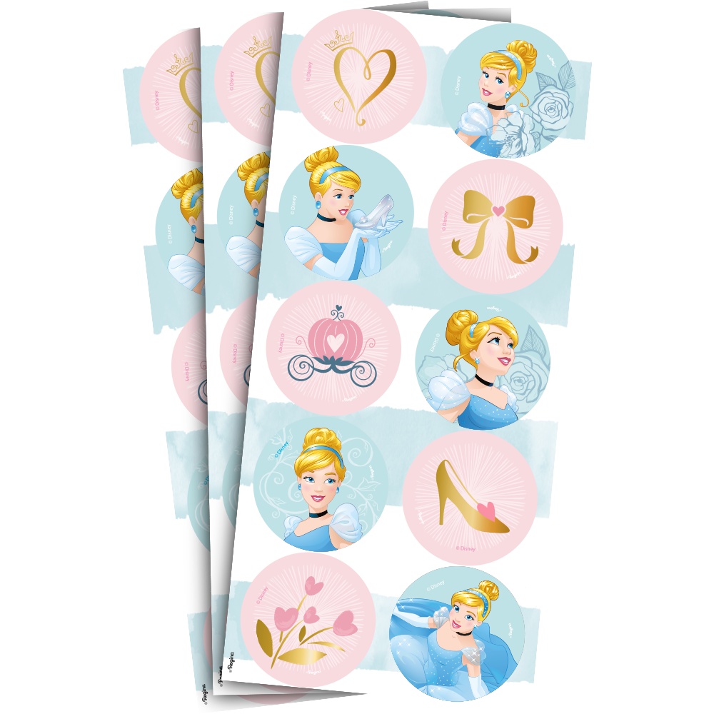 Adesivo Redondo Decorativo - Cinderela - 30 unidades - Regina - Rizzo