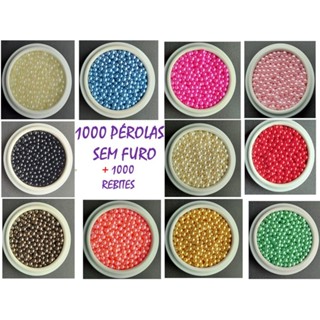 1000 Pérolas Abs Sem Furo 6mm + 1000 Rebites em Oferta na Shopee