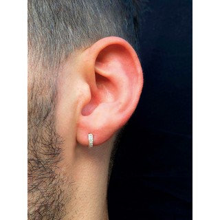 Brinco Pequeno Masculino Neymar Mini Argola 6mm Cravejada Strass 1 unidade