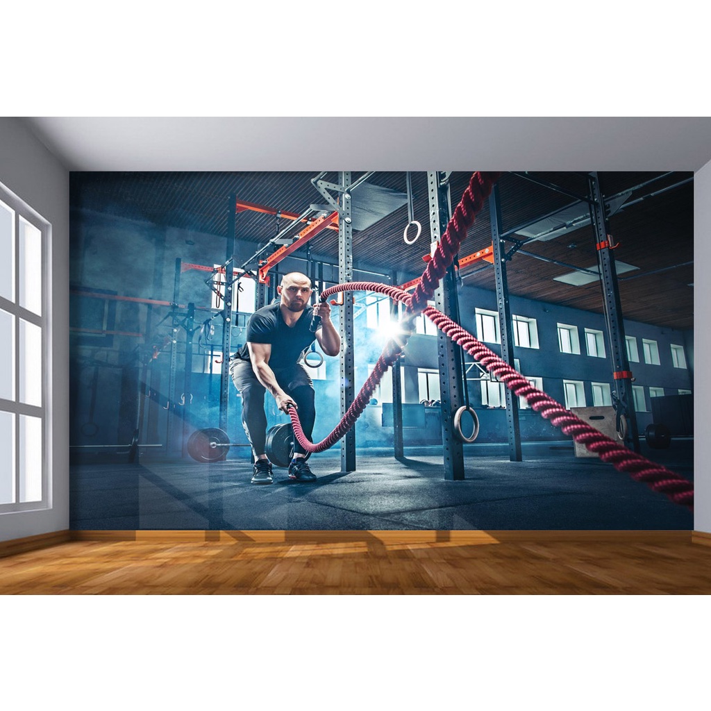 Papel de Parede - Adesivo de Parede - Adesivo Decorativo - Academia - Musculação - Meditação 3D ACA10