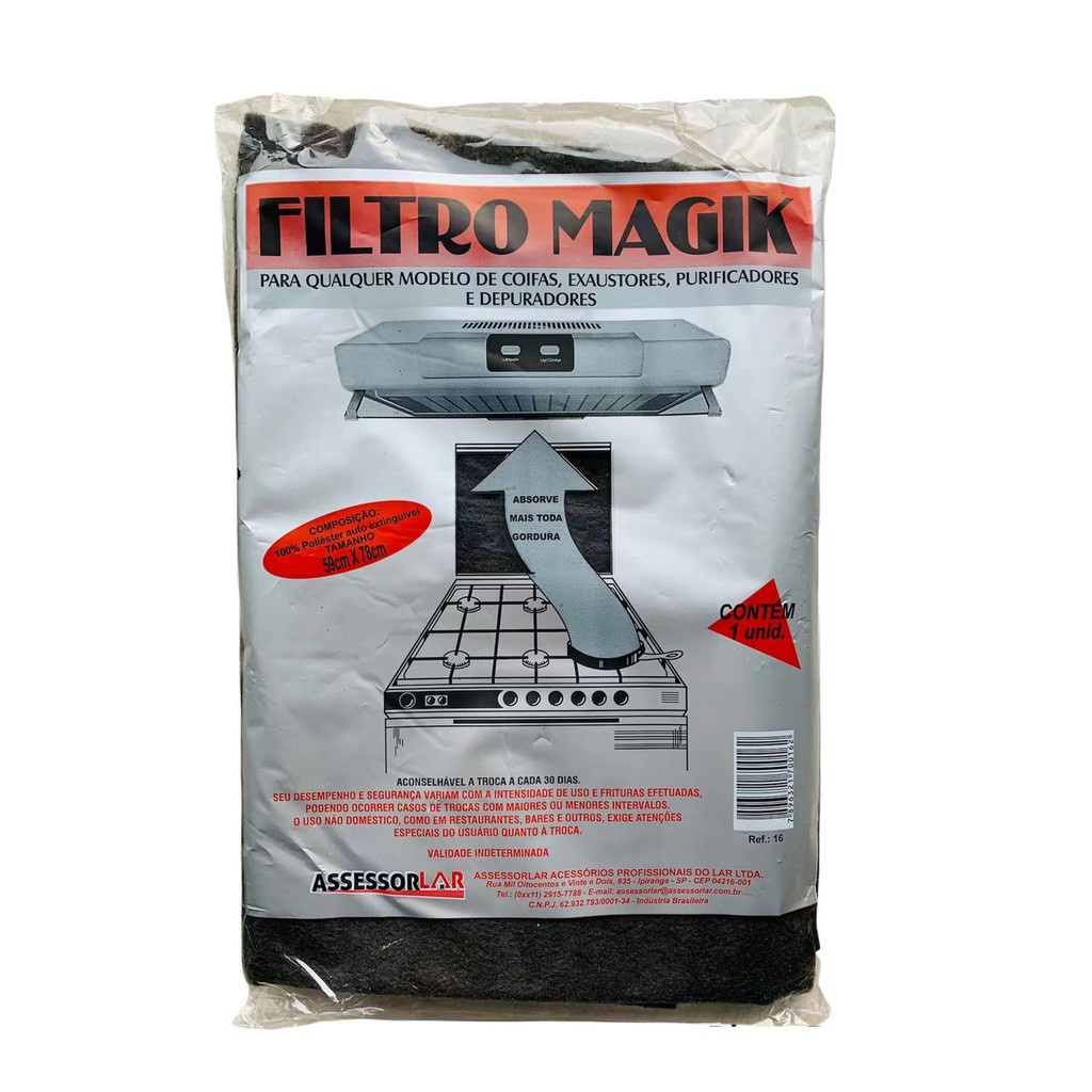Filtro Manta para Coifa, Exaustor, Depurador Colormaq, Suggar - Assessorlar