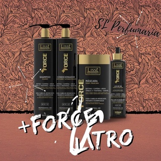 Kit +Force Litro Lisse. Indicado para cabelos com quedas ou quebras, fortalece e ajuda no crescimento.