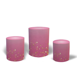 Trio Capas Cilindros C/elastico Festa Sublimado Rosa Estrela