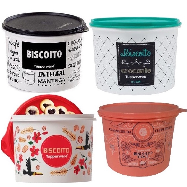 Tupper Caixa Tupperware Para Biscoito Bistrô Ou Preto E Branco PB Ou Clássicos Ou Floral 2,4 Litros