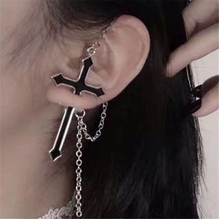1 Par De Estilo Europeu Egirl Moda Vintage Cadeia Longa Cruz Zipper Brincos Para Mulheres Dos Homens Do Partido Do Punk Jóias Bff Presente Brincos