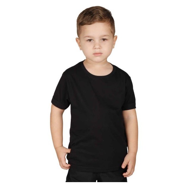 Camisa Infantil PRETA 100% poliéster para sublimar.