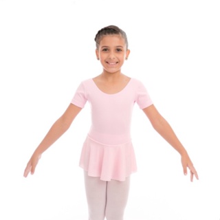 Collant Colan Body Ballet Balé Uniforme - 1/2 Manga Com Saia em Oferta na Shopee