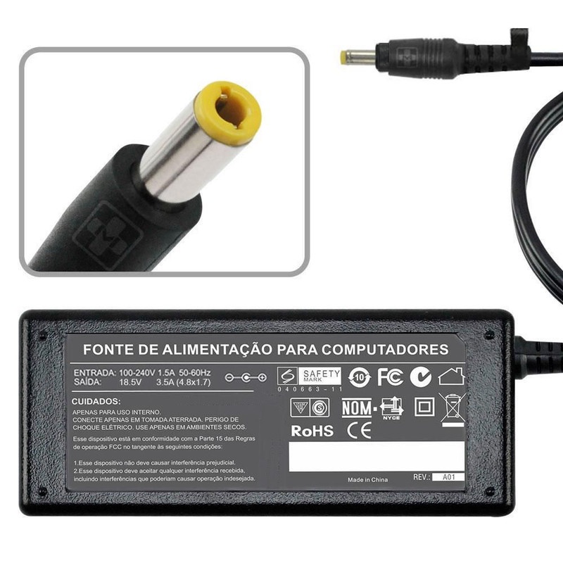 Fonte Carregador Para Compaq Hp DV1000 18.5v 3.5a 65w 712