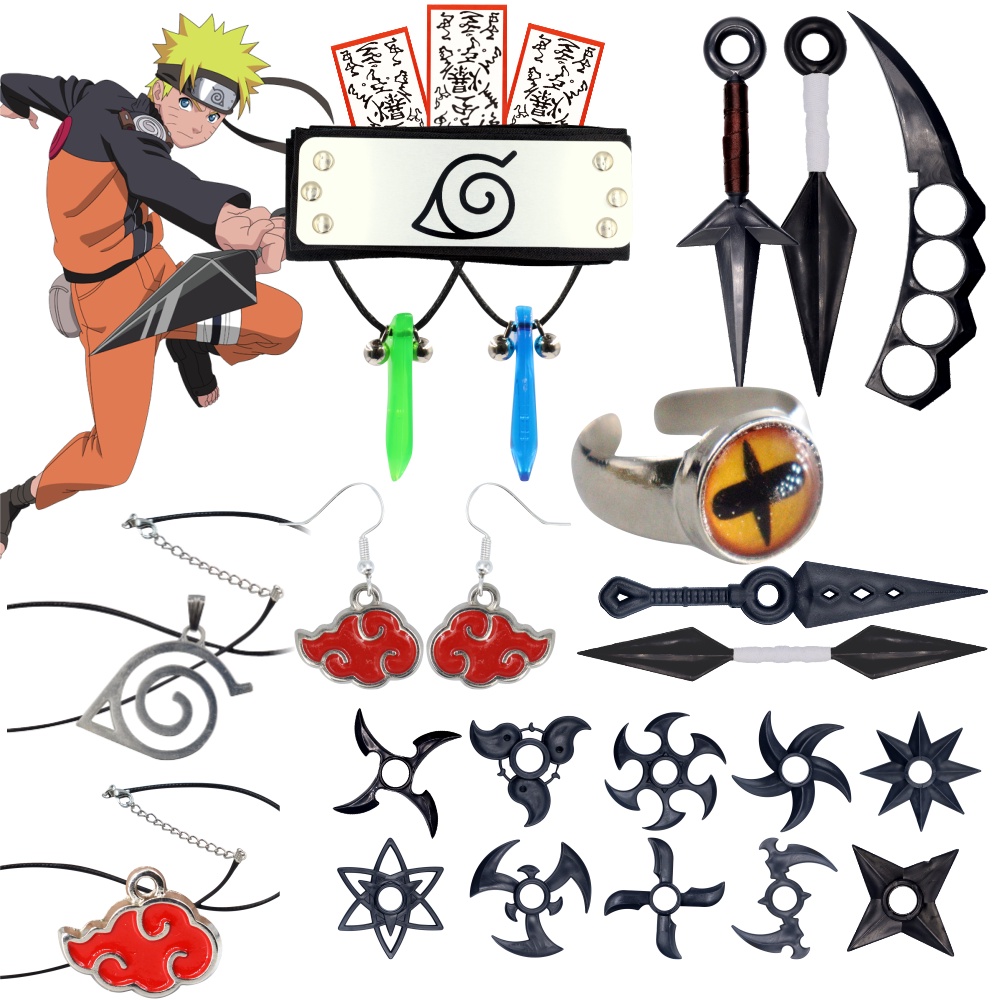 Combo Naruto Kunai E Shuriken Vila Da Folha Konoha Acessórios Anime