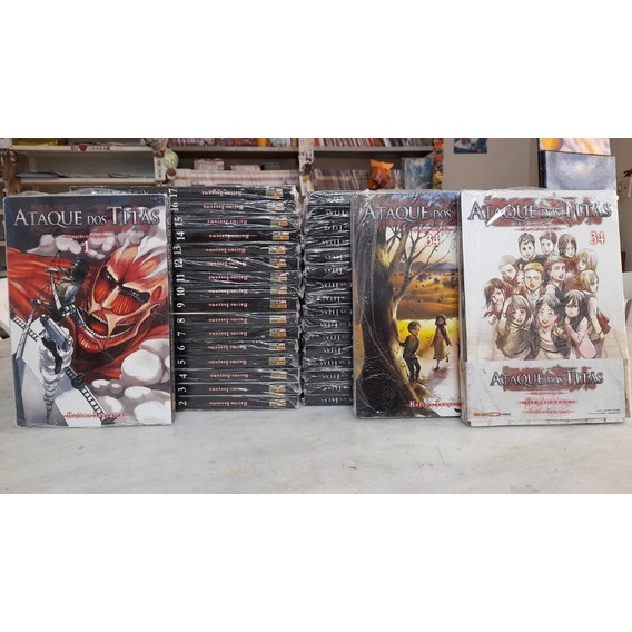 Ataque dos Titãs - Attack on Titan - Shingeki no Kyojin - Volumes: 1, 2, 3, 4, 5, 6, 7, 8, 9, 10, 11, 12, 13, 14, 15, 16, 17, 18, 19, 20, 21, 22, 23, 24, 25, 26, 27, 28, 29, 30, 31, 32, 33 e 34 - TODOS LACRADOS