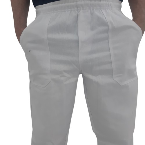 Calça em Brim Pesado Branca Uniforme Uso Profissional 100% Algodão - Tamanhos P ao EG.