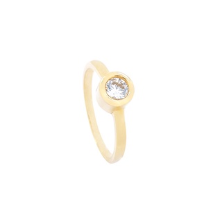 Anel Solitário Feminino Ponto de Luz Amoeto Banho Ouro 18k