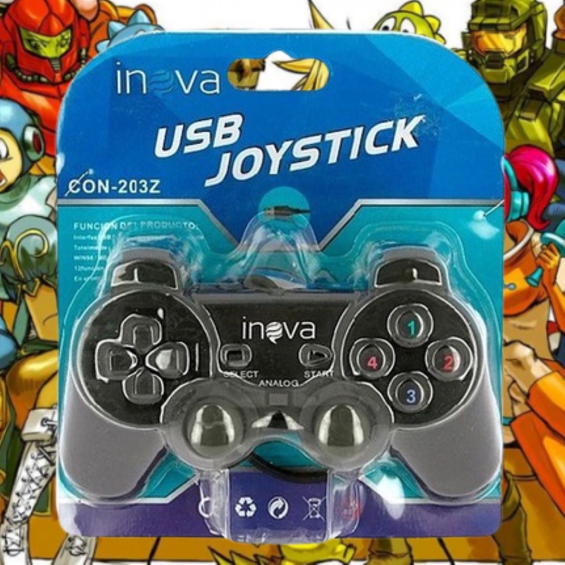 Joystick Manete Usb Controle Ideal Para Pc Notebooks E Emuladores Ps Inova Con Z