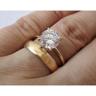 Anel Solitário Aparador Zircônia com 8mm Banhado Folheado Ouro 18k