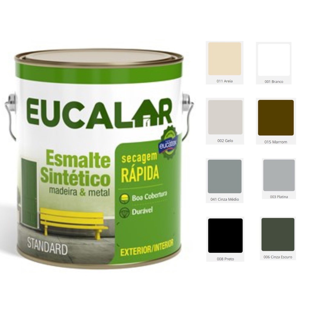 Tinta Esmalte Sintético Eucatex Eucalar 3,6L Tinta para Metal e Madeira