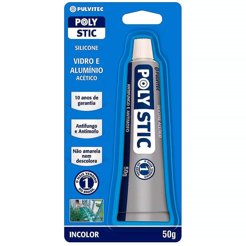 Silicone Incolor Acético Bisnaga 50G Para Vidro e Alumínio ZK110 PULVITEC em Oferta na Shopee