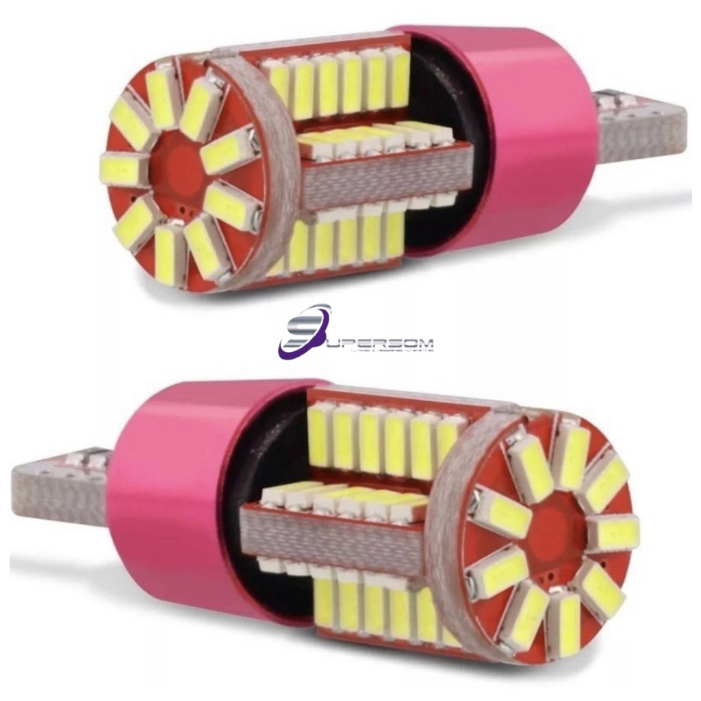 Kit 2 Lampada T10 Cambus 57 Led W5w Pingo Branca Canceller 12V