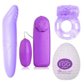 KIT Vibrador Feminino SPOT + ANEL Peniano Massageador + EGG Masturbador + BULLET SEXY SHOP