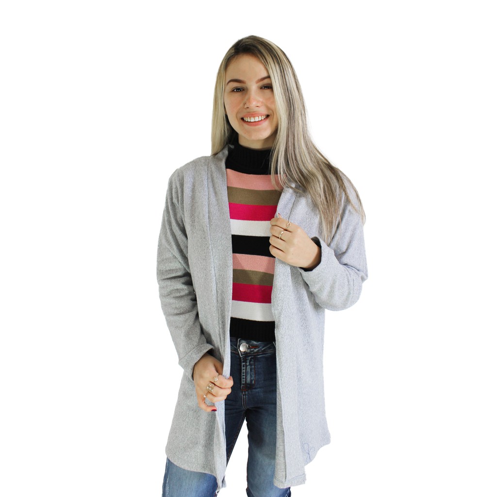 Cardigan Pluz Size Casaco Longo Blusa Feminina