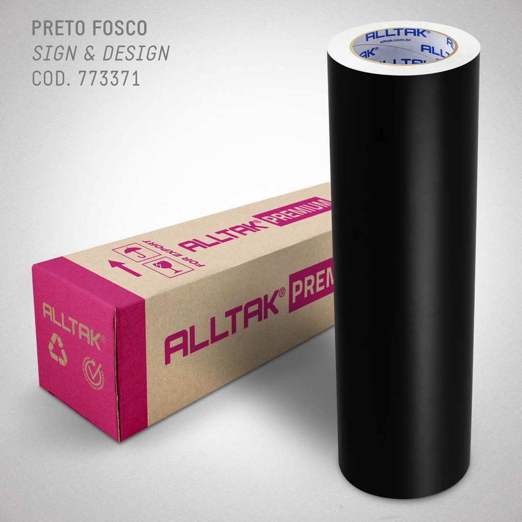 Bobina Vinil Adesivo Alltak Premium Preto Fosco com 1m x 0,30cm Recorte Envelopamento Carros Móveis