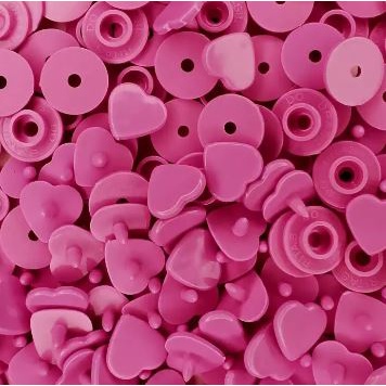 Botão tic tac de pressão plástico Ritas formato coração pacote com 20 conjuntos