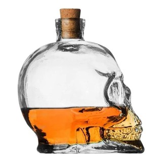Garrafa De Vidro De Caveira Para Bebidas Decoração Enfeite Rock