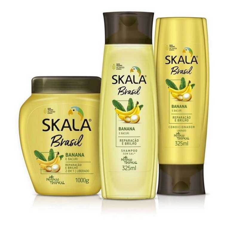 kits Skala Manga - Kits Skala Banana Shampoo + Condicionador + Máscara de Hidratação