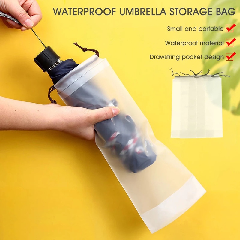 Saco de Armazenamento para Guarda-Chuva, Plástico Transparente Matte, Impermeável Reutilizável com Cordão，Reutilizável