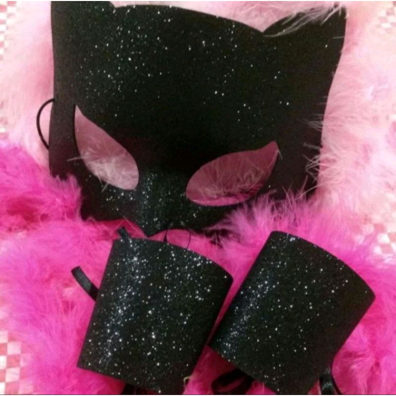 Mulher Gato Fantasia Feminina Envio Imediato Máscara e Bracelete