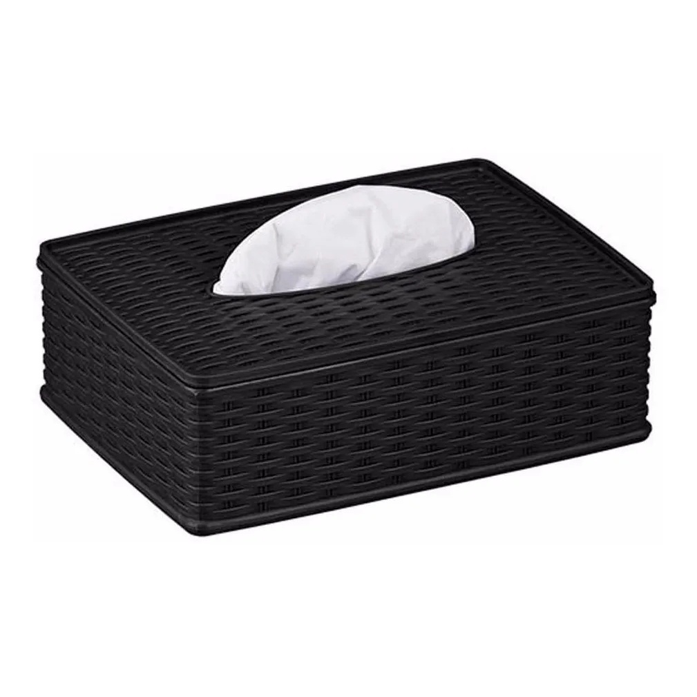 Porta Lenços Guardanapos Retangular Em Plástico Resistente Rattan