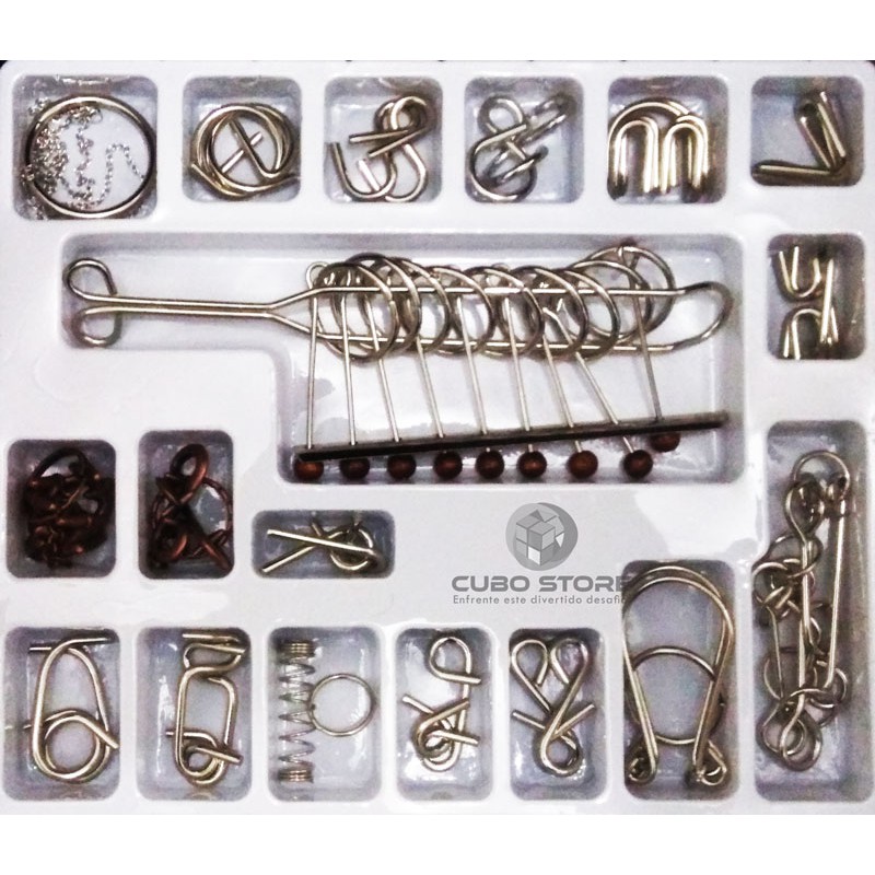 Kit Quebra Cabeça Puzzle de Metal Enigma c/ 20 Pç - Cubo Store