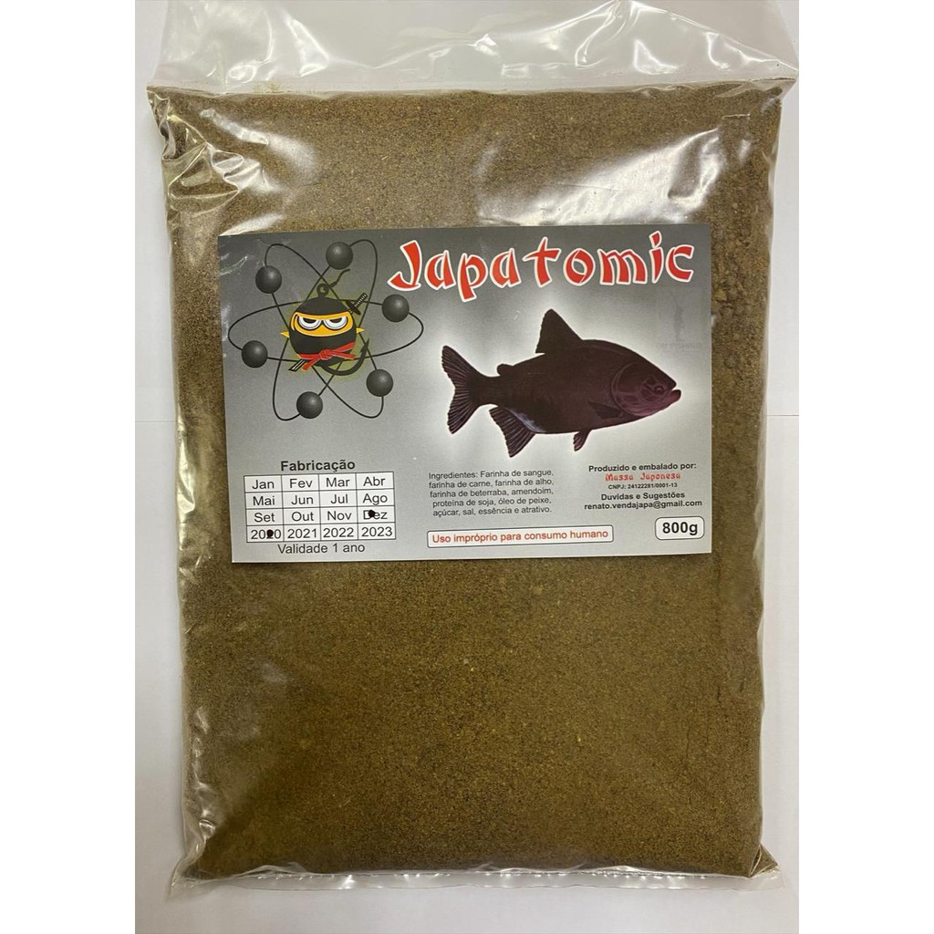Isca para pesca Massa Japonesa Japatomic - 800g para peixes tambaqui, tambacu, pacu, tamba. em Oferta na Shopee