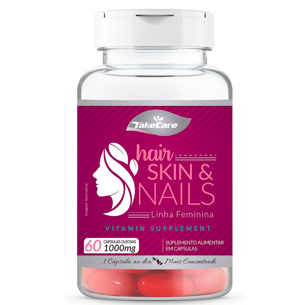 HAIR, SKIN e NAILS 60 CÁPSULAS 1.000mg Take Care Shopee Brasil